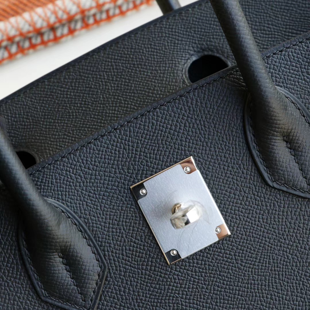 HERMES CC89黑色 银扣 Birkin30CM 法国Epsom小牛皮 纯手缝蜡线缝制工艺