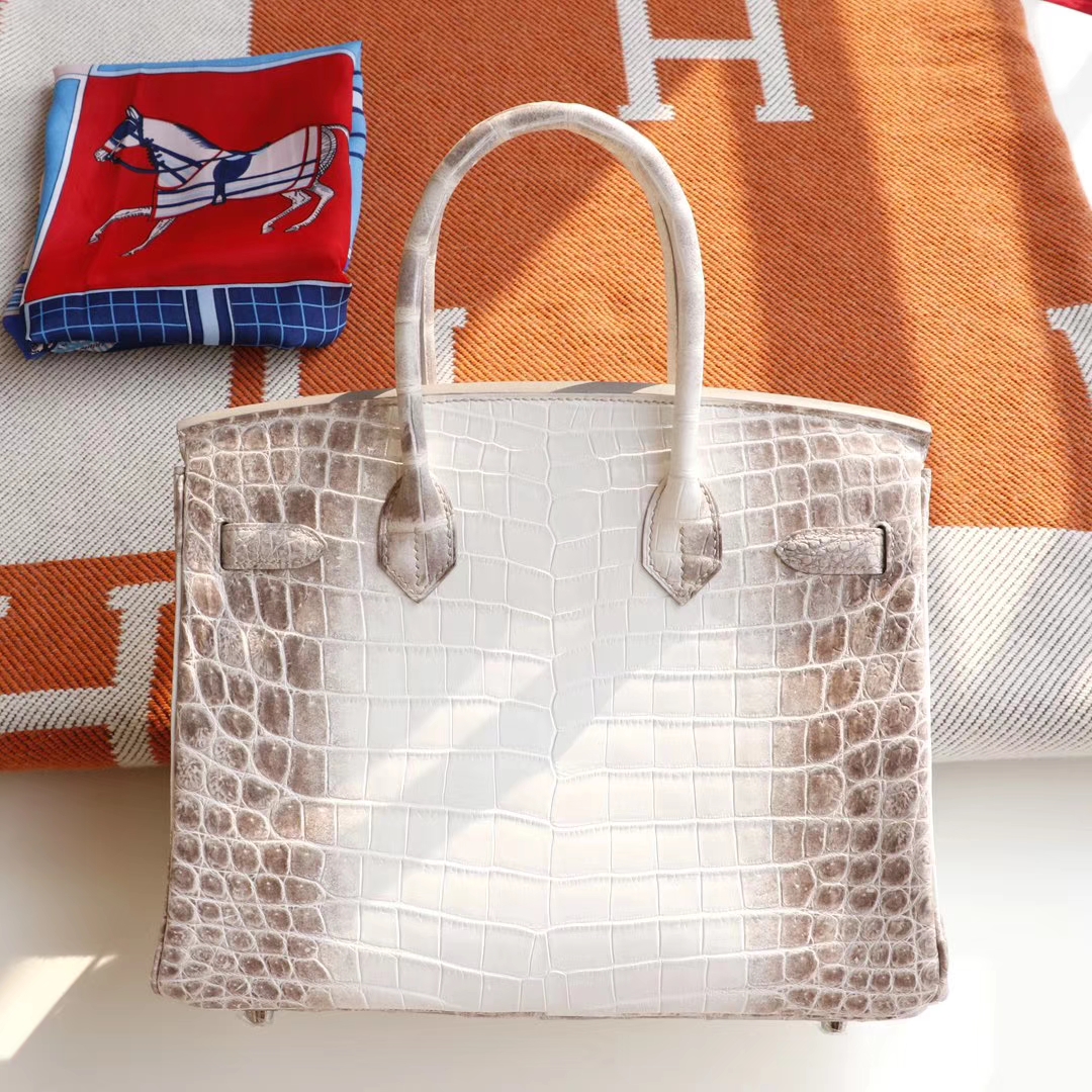 HERMES 喜马拉雅鳄鱼白 Birkin30CM 铂金包 永垂不朽的经典颜色 看着就高贵！纯手缝蜡线！