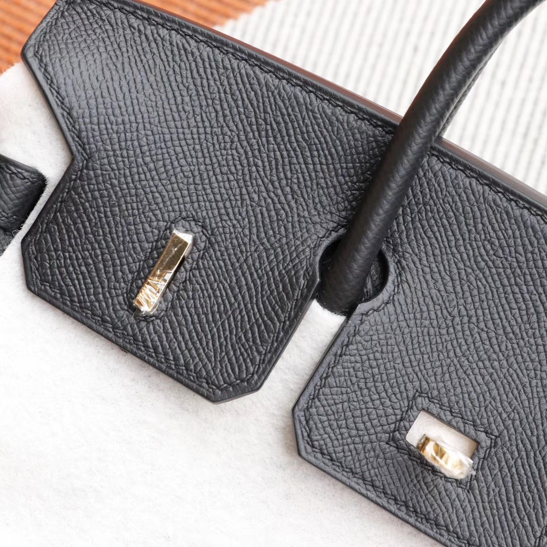 HERMES Birkin25CM CC89黑色 铂金包法国Epsom皮 老师傅全手缝 金扣