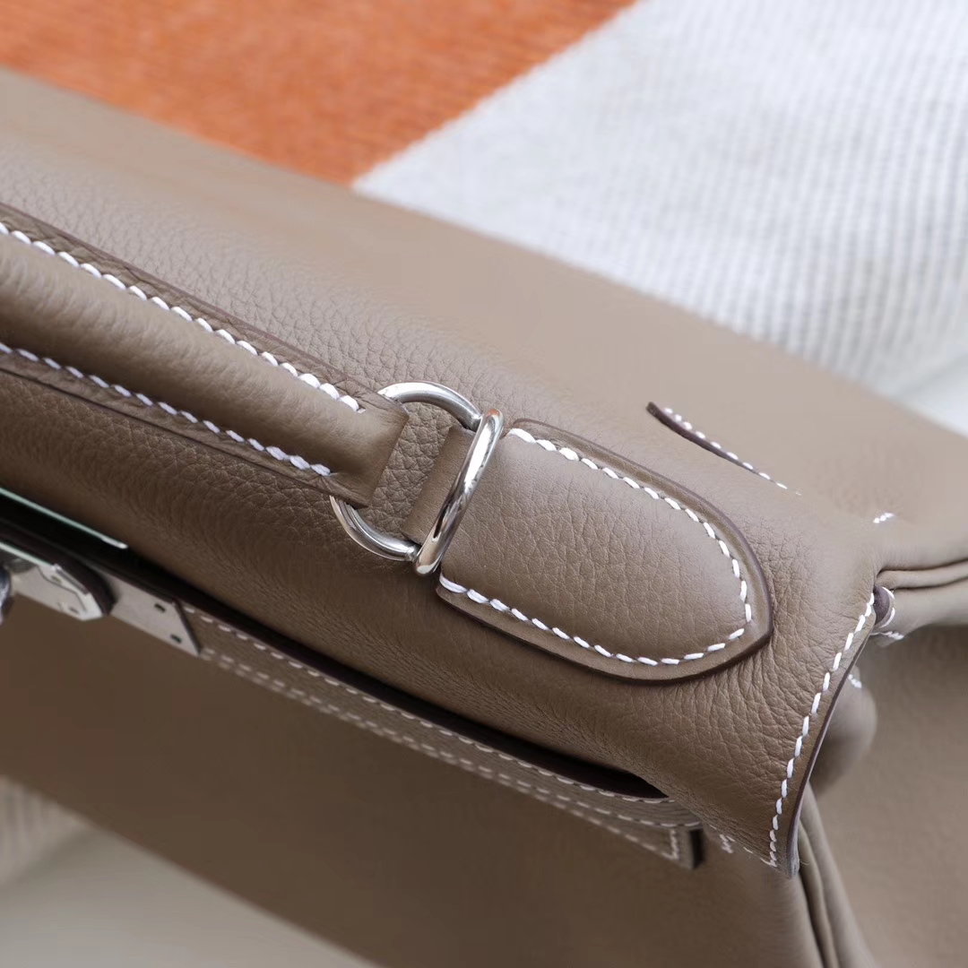 HERMES Ck18大象灰 Kelly28cm 原厂togo皮 金扣 内缝 凯莉包 老师傅纯手工制作