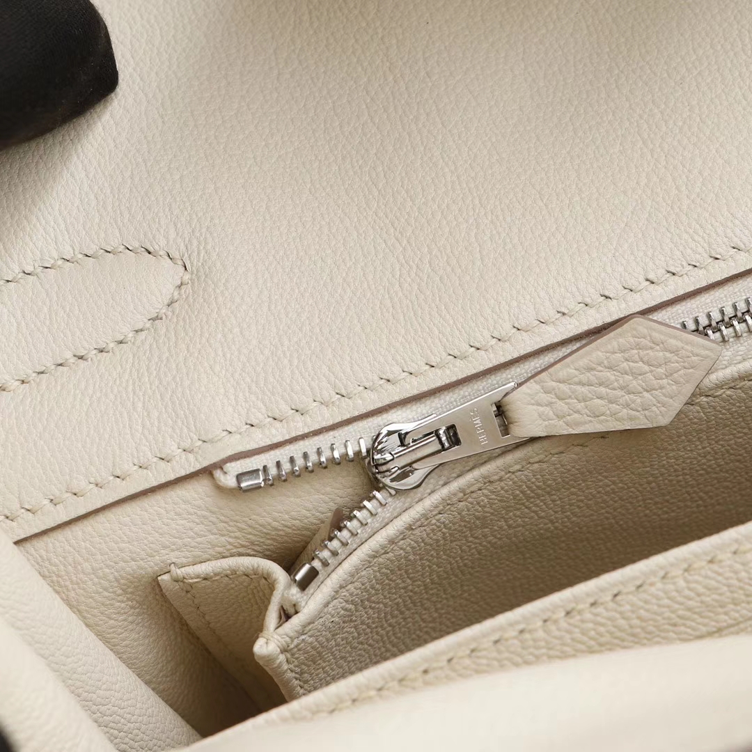 HERMES CC10 奶昔白 铂金包 birkin30cm 法国togo小牛皮 银扣