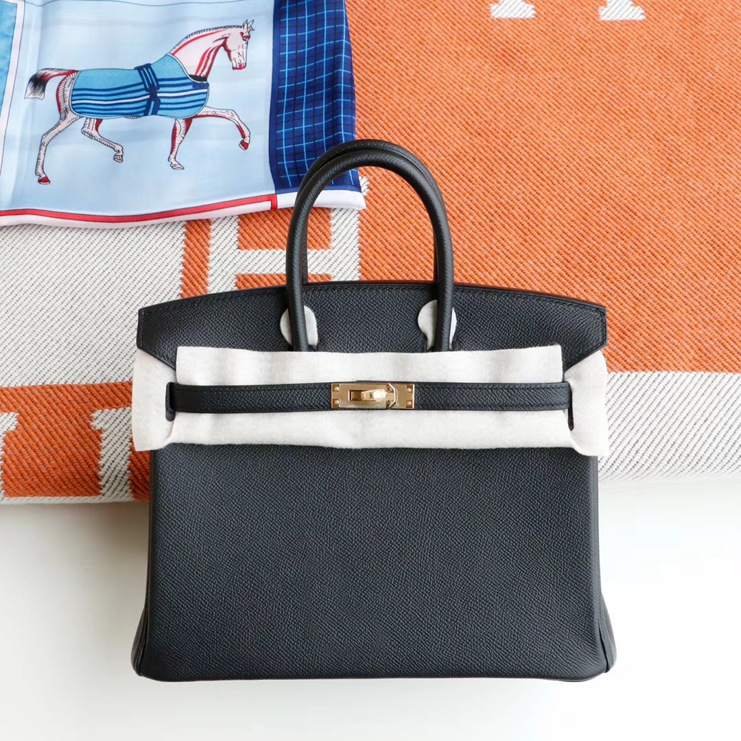 爱马仕 Birkin25CM CC89黑色 铂金包法国Epsom皮 老师傅全手缝 金扣