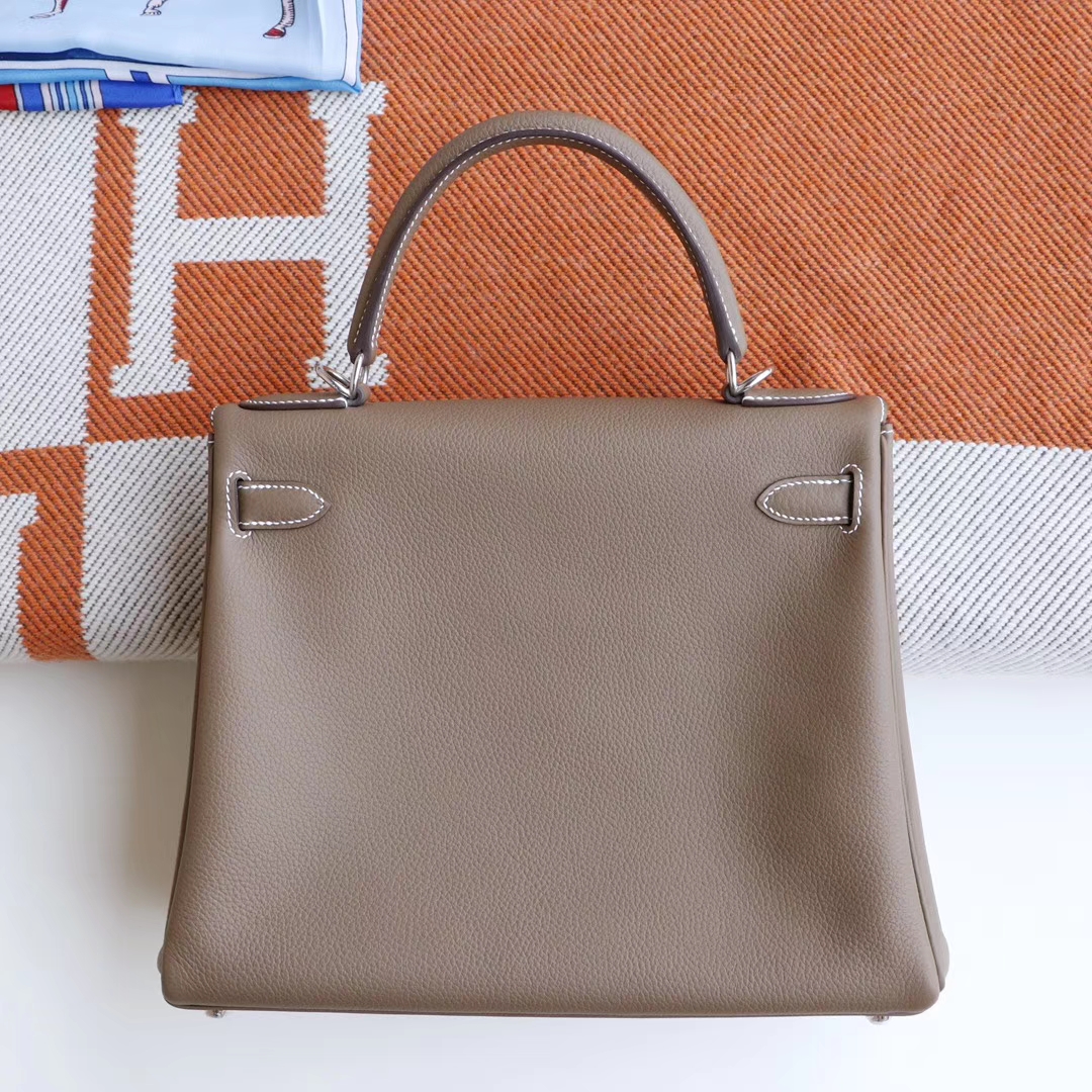 HERMES Ck18大象灰 Kelly28cm 原厂togo皮 金扣 内缝 凯莉包 老师傅纯手工制作