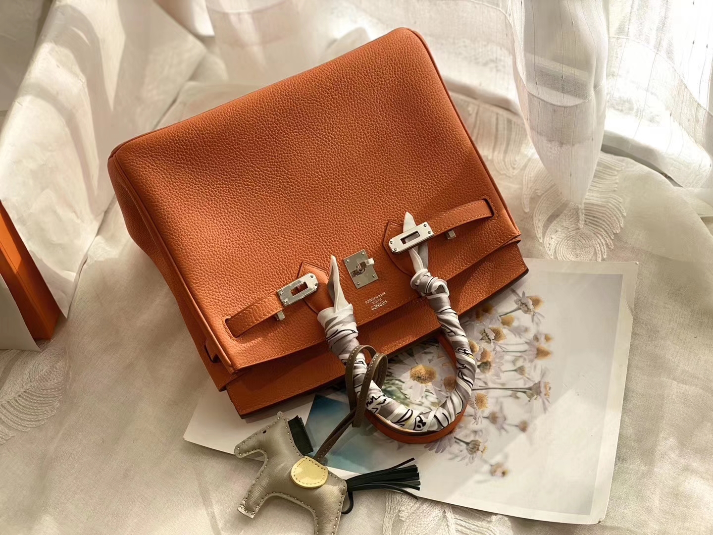 永不过气的经典橙 H家代表色 Ck93橙色 银扣 birkin25CM 原厂Togo皮 铂金包 纯手缝蜡线缝制工艺