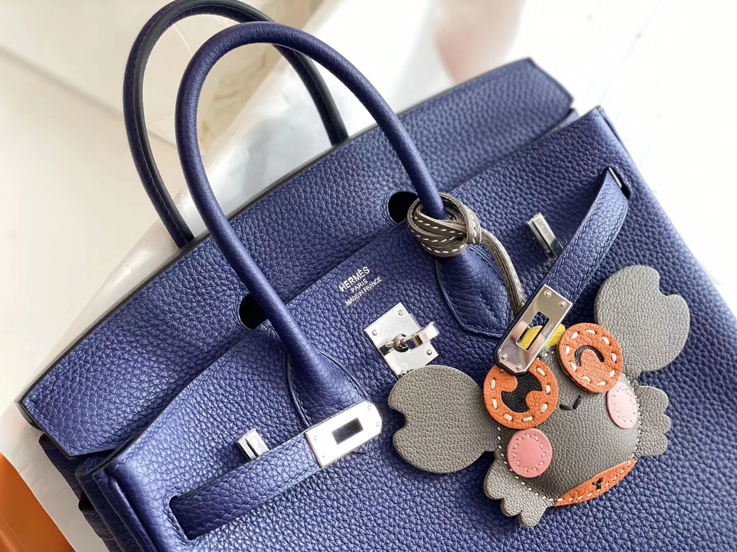 19年秋冬新色M3 蓝紫蓝紫超好看！ M3蓝紫色 银扣 birkin25CM 原厂Togo皮 铂金包 纯手缝蜡线缝制工艺