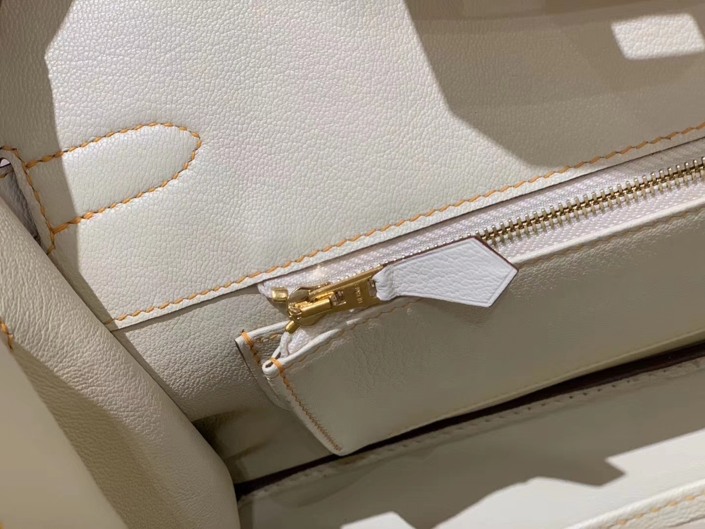 爱马仕 30birkin 山羊皮 太阳黄拼奶昔白 金扣 蜡线手缝