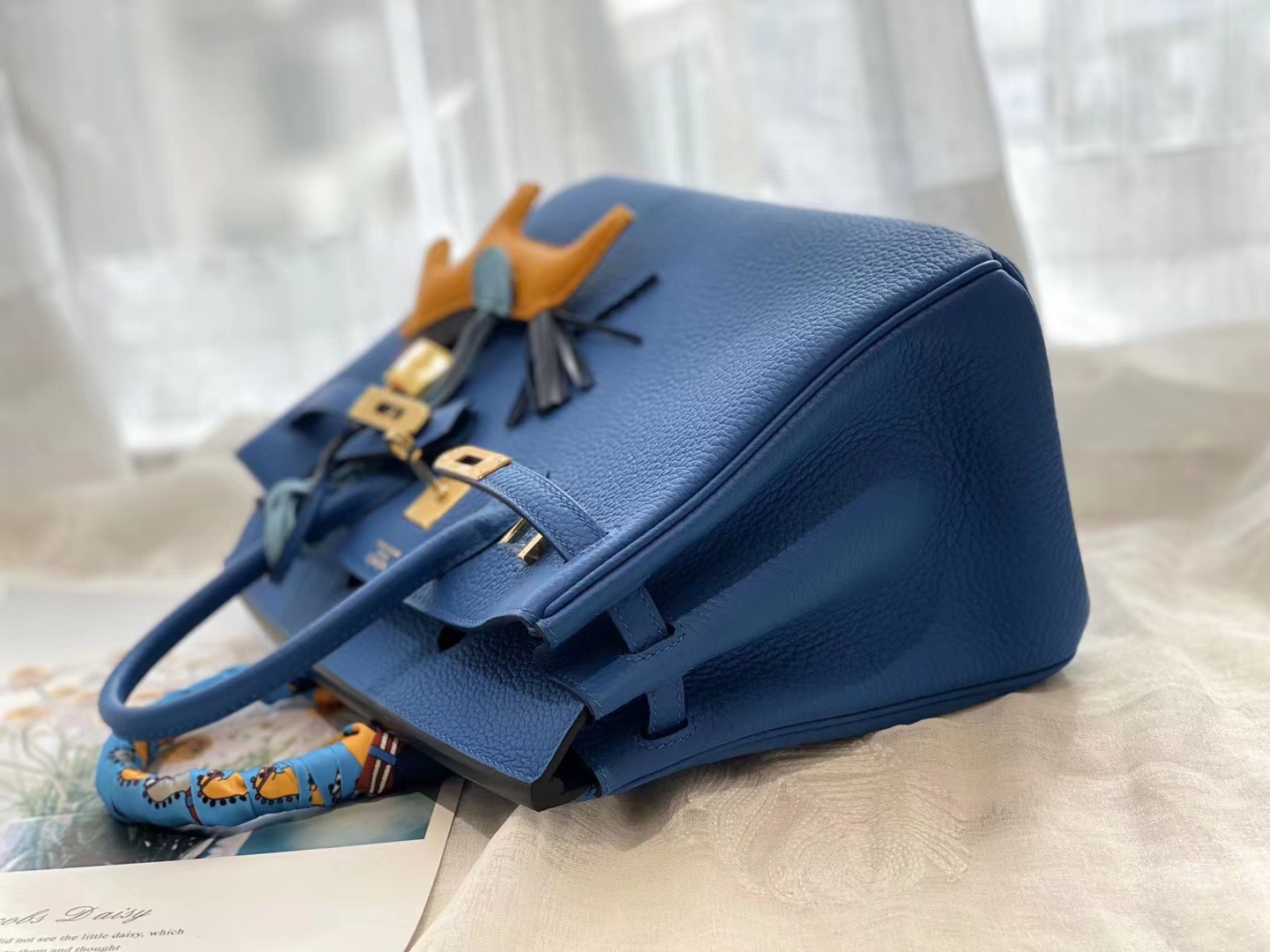 好看哇[色]赶紧来买[偷笑] 7Q希腊蓝 金扣 birkin25CM 原厂Togo皮 铂金包 纯手缝蜡线缝制工艺！
