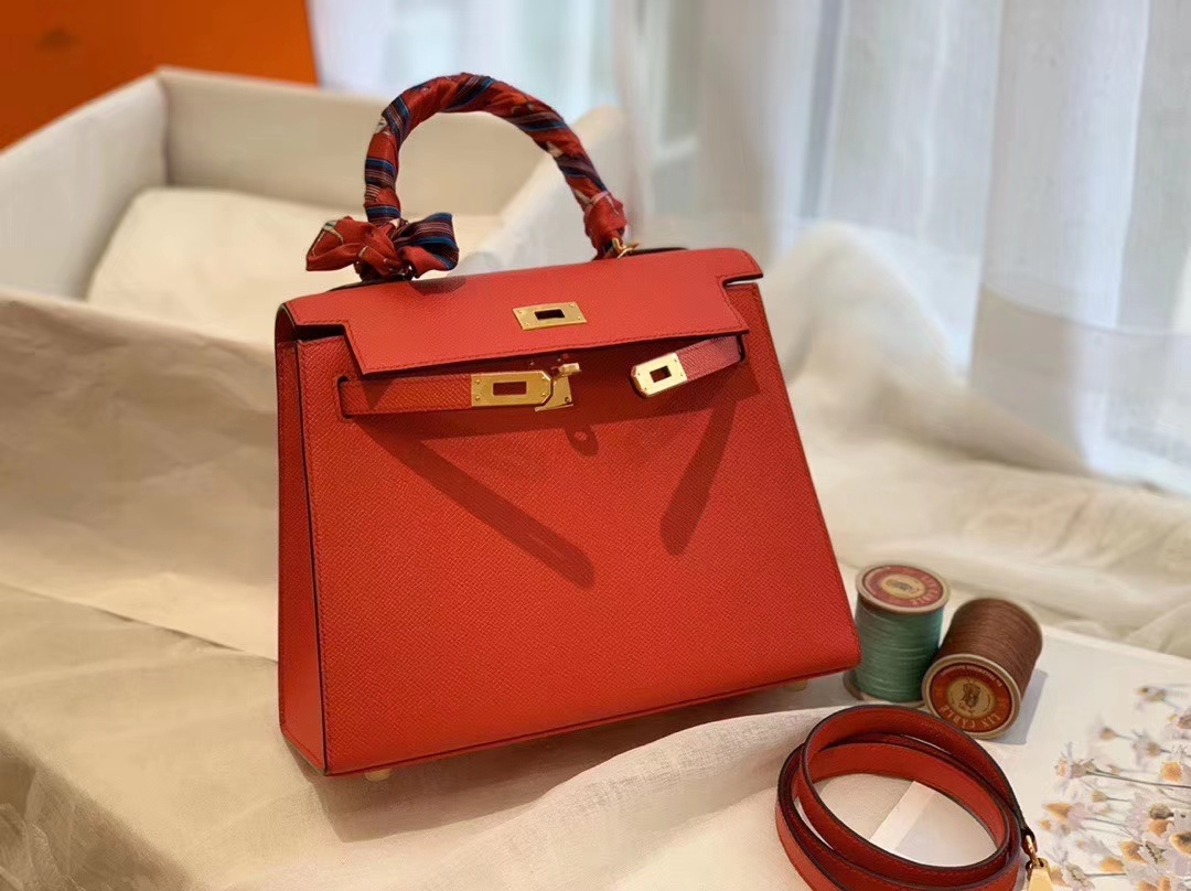 现货 Kelly 25cm epsom皮 S3 心红 金扣 版型比birkin更有年轻的感觉