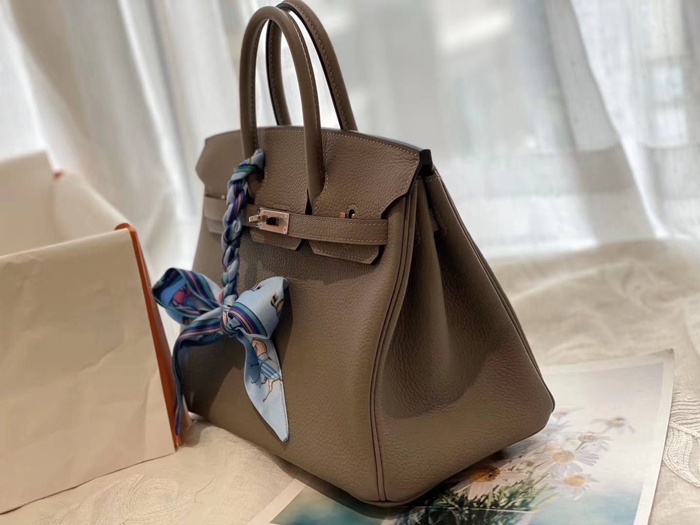 CK81斑鸠灰 银扣 birkin25CM 原厂Togo皮 铂金包 纯手缝蜡线缝制工艺