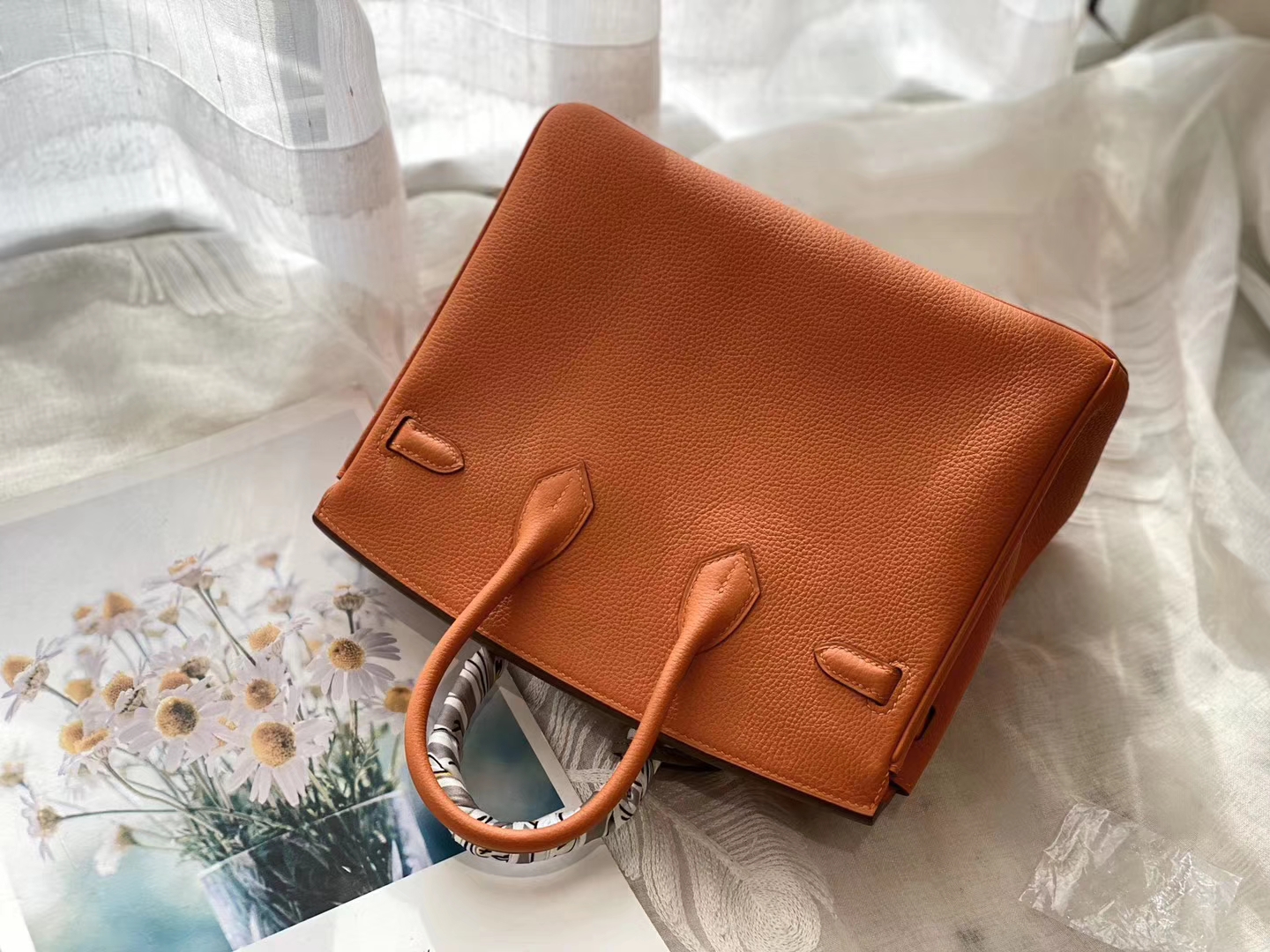 永不过气的经典橙 H家代表色 Ck93橙色 银扣 birkin25CM 原厂Togo皮 铂金包 纯手缝蜡线缝制工艺
