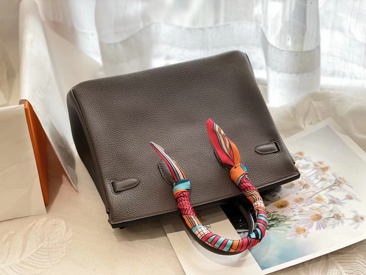 高级灰冷艳气质  8F锡器灰 银扣 birkin25CM 原厂Togo皮 铂金包 纯手缝蜡线缝制工艺