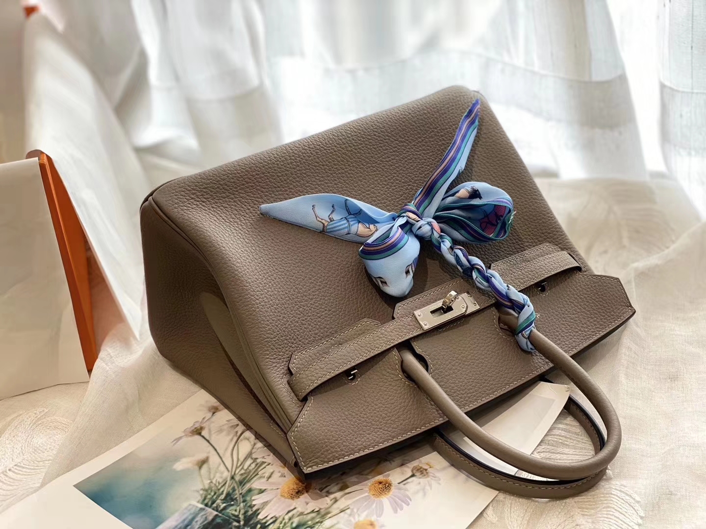 CK81斑鸠灰 银扣 birkin25CM 原厂Togo皮 铂金包 纯手缝蜡线缝制工艺