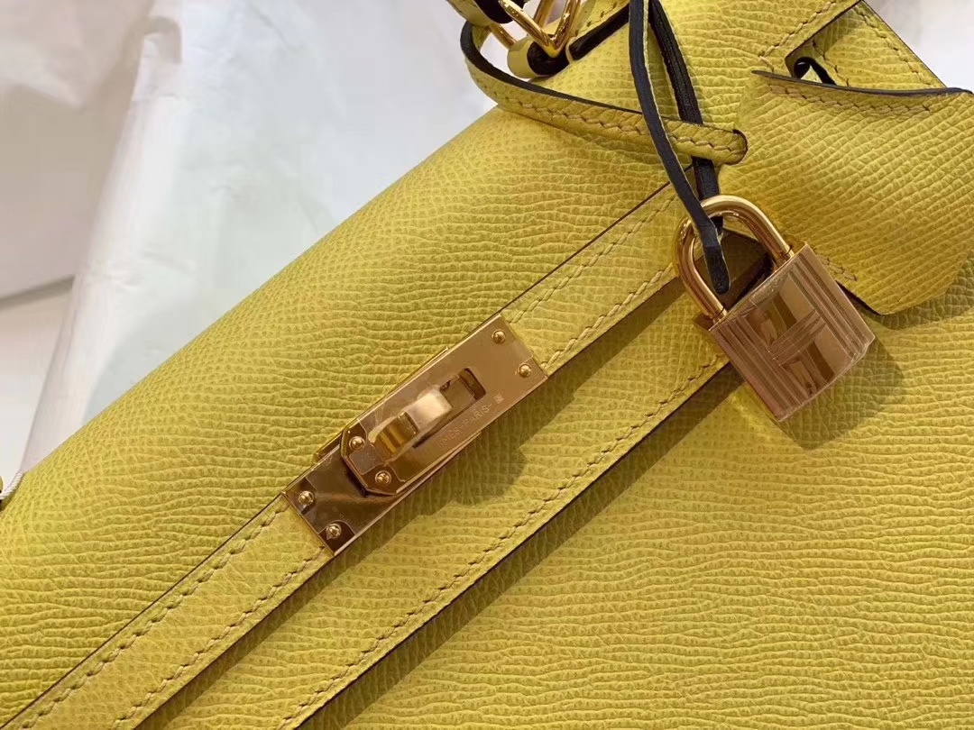 Kelly 25cm epsom皮 9R柠檬黄 金扣 版型比birkin更有年轻的感觉 可拎可肩背