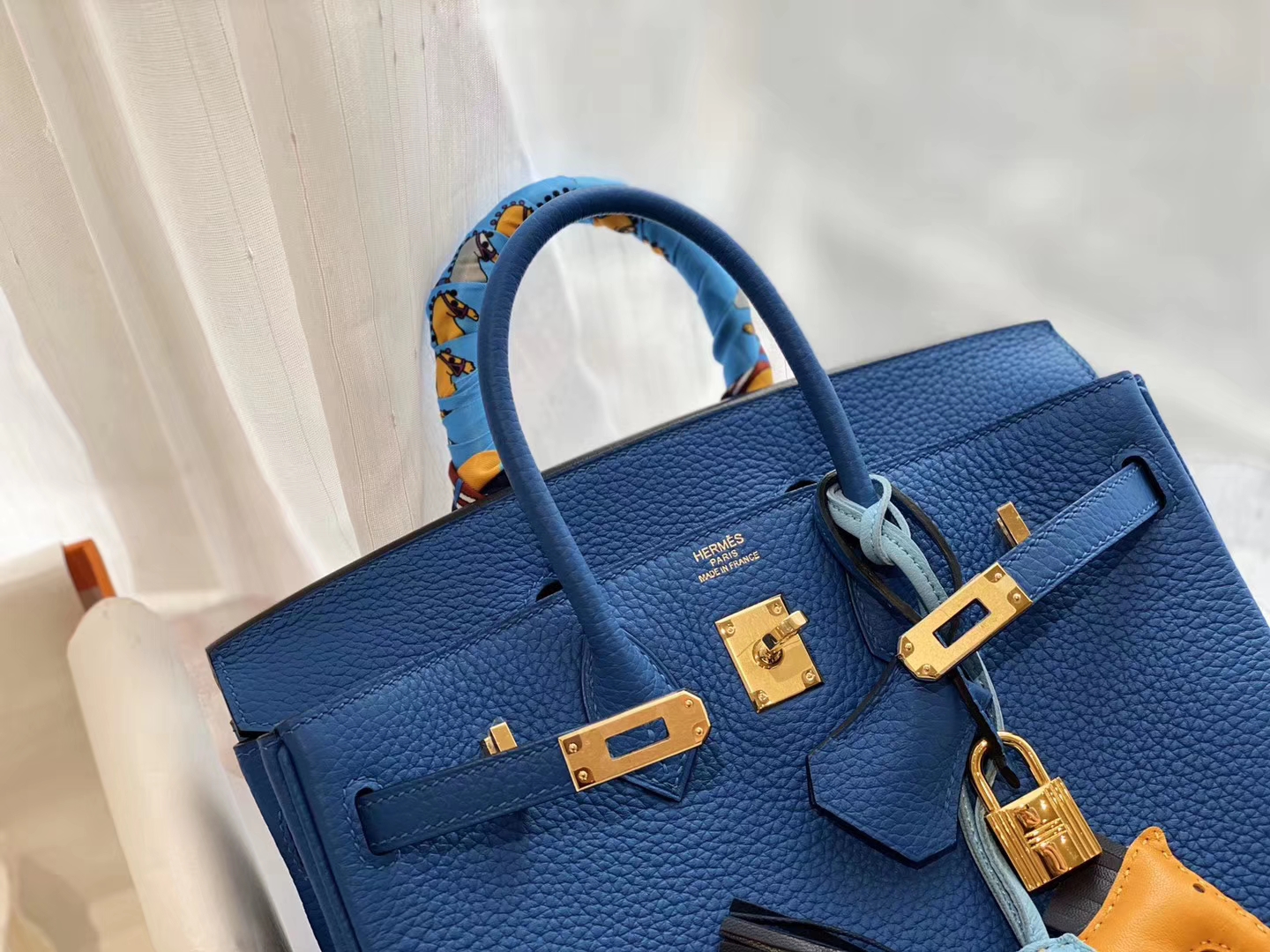 好看哇[色]赶紧来买[偷笑] 7Q希腊蓝 金扣 birkin25CM 原厂Togo皮 铂金包 纯手缝蜡线缝制工艺！