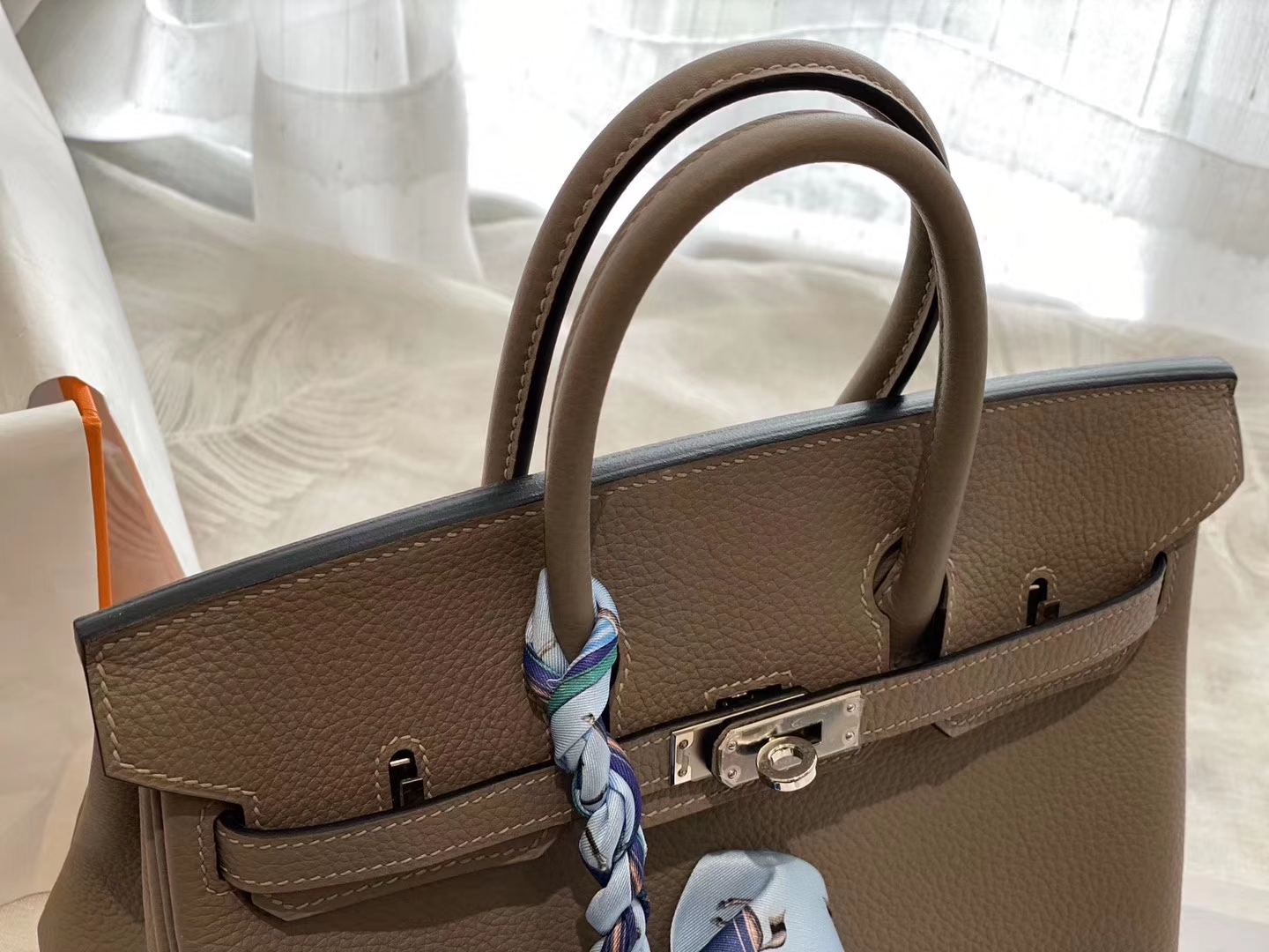 CK81斑鸠灰 银扣 birkin25CM 原厂Togo皮 铂金包 纯手缝蜡线缝制工艺