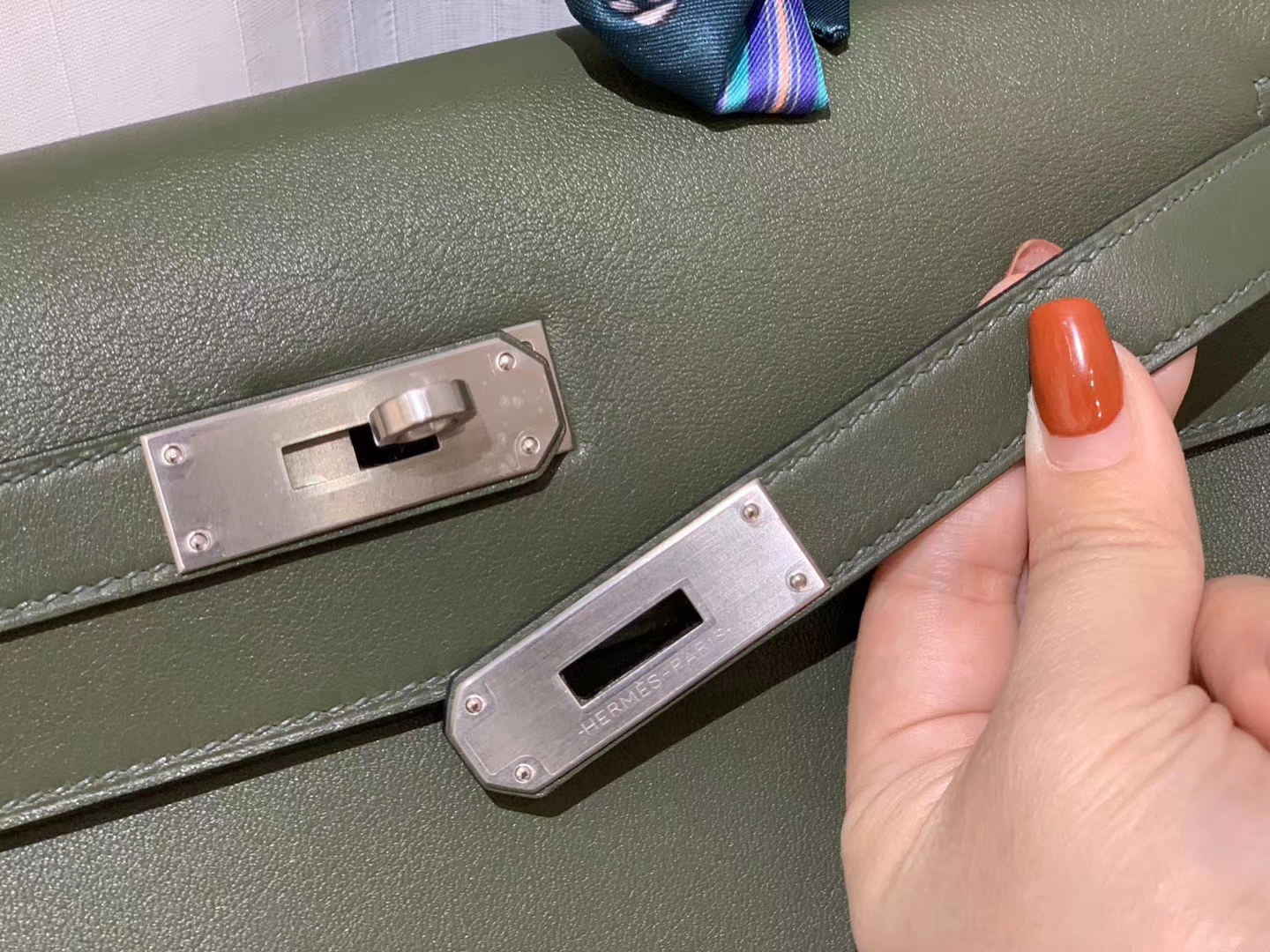 HERMES 32kelly swift 丛林绿 拉丝银扣 蜡线手缝 ～