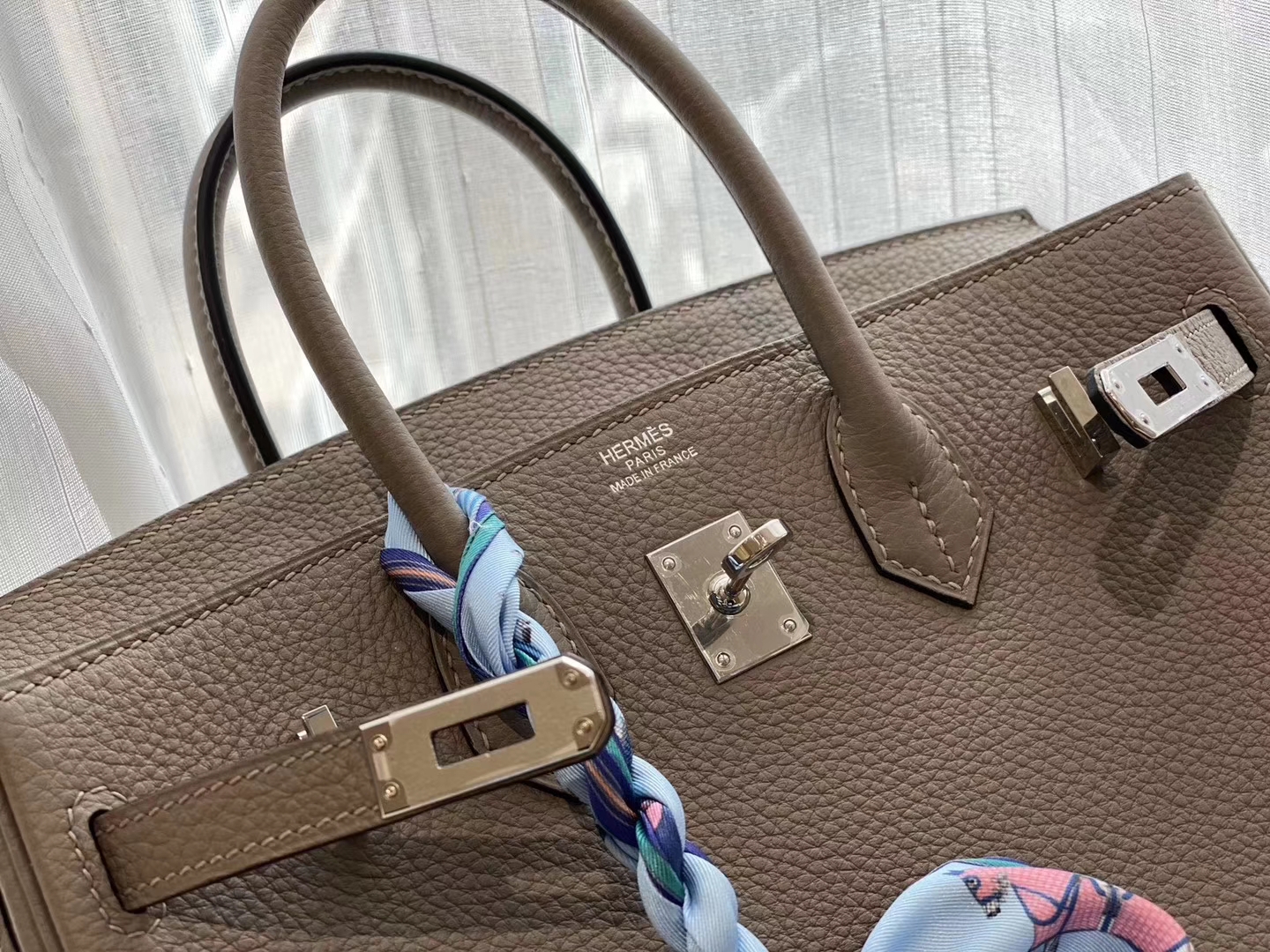 CK81斑鸠灰 银扣 birkin25CM 原厂Togo皮 铂金包 纯手缝蜡线缝制工艺