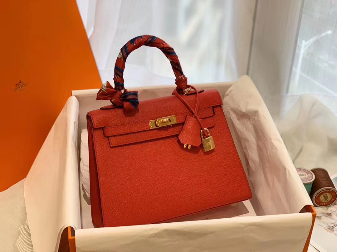 现货 Kelly 25cm epsom皮 S3 心红 金扣 版型比birkin更有年轻的感觉