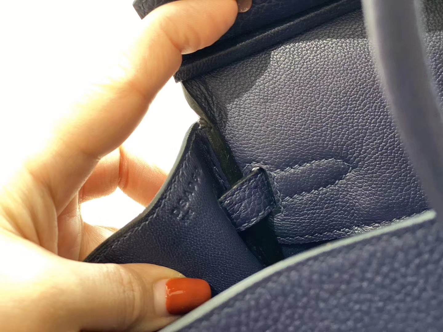 19年秋冬新色M3 蓝紫蓝紫超好看！ M3蓝紫色 银扣 birkin25CM 原厂Togo皮 铂金包 纯手缝蜡线缝制工艺