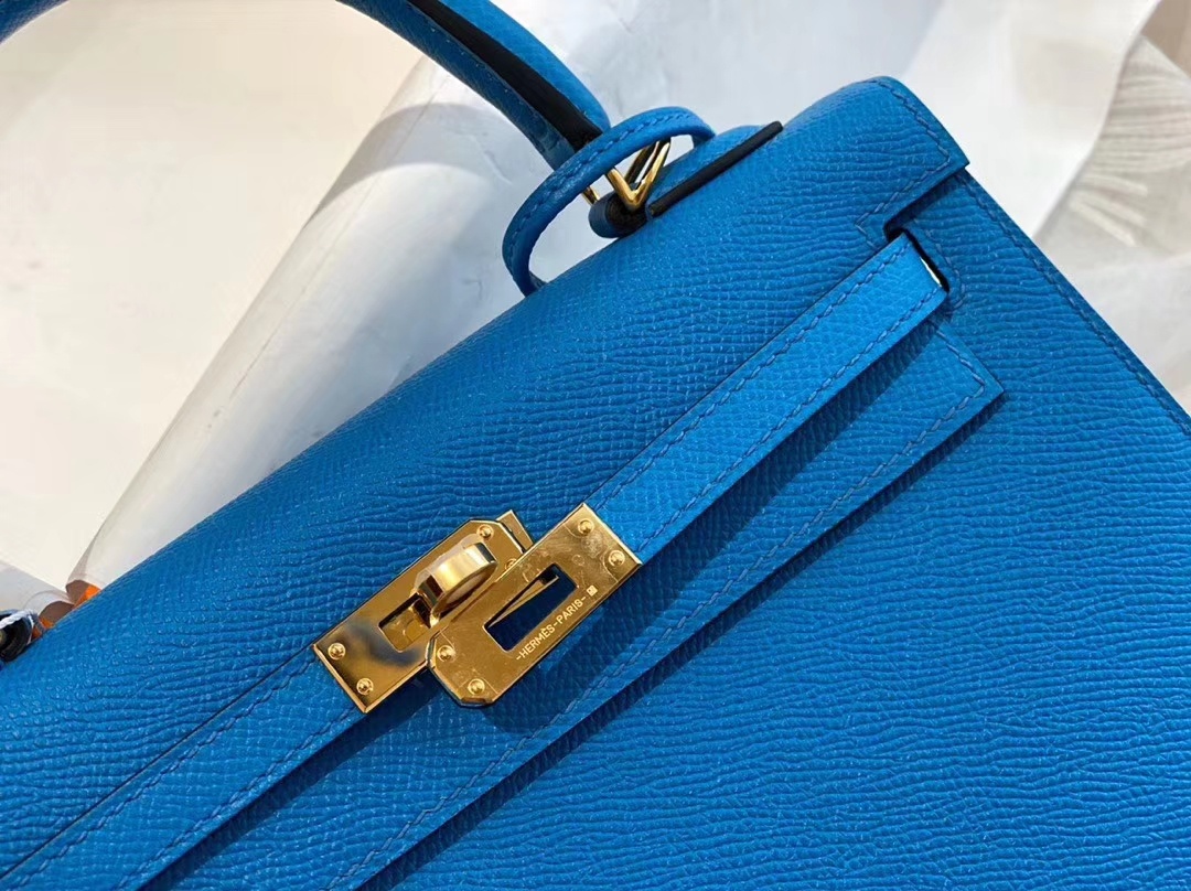 Kelly 25cm epsom皮 B3坦桑尼亚蓝 金扣 版型比birkin更有年轻的感觉 可拎可肩背