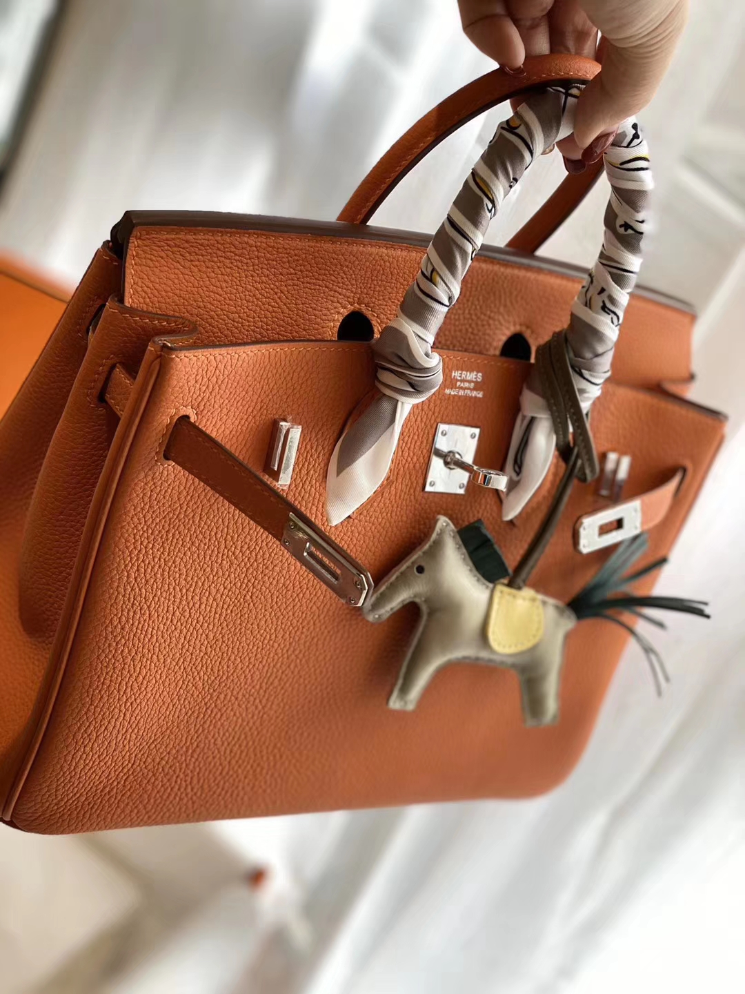 永不过气的经典橙 H家代表色 Ck93橙色 银扣 birkin25CM 原厂Togo皮 铂金包 纯手缝蜡线缝制工艺