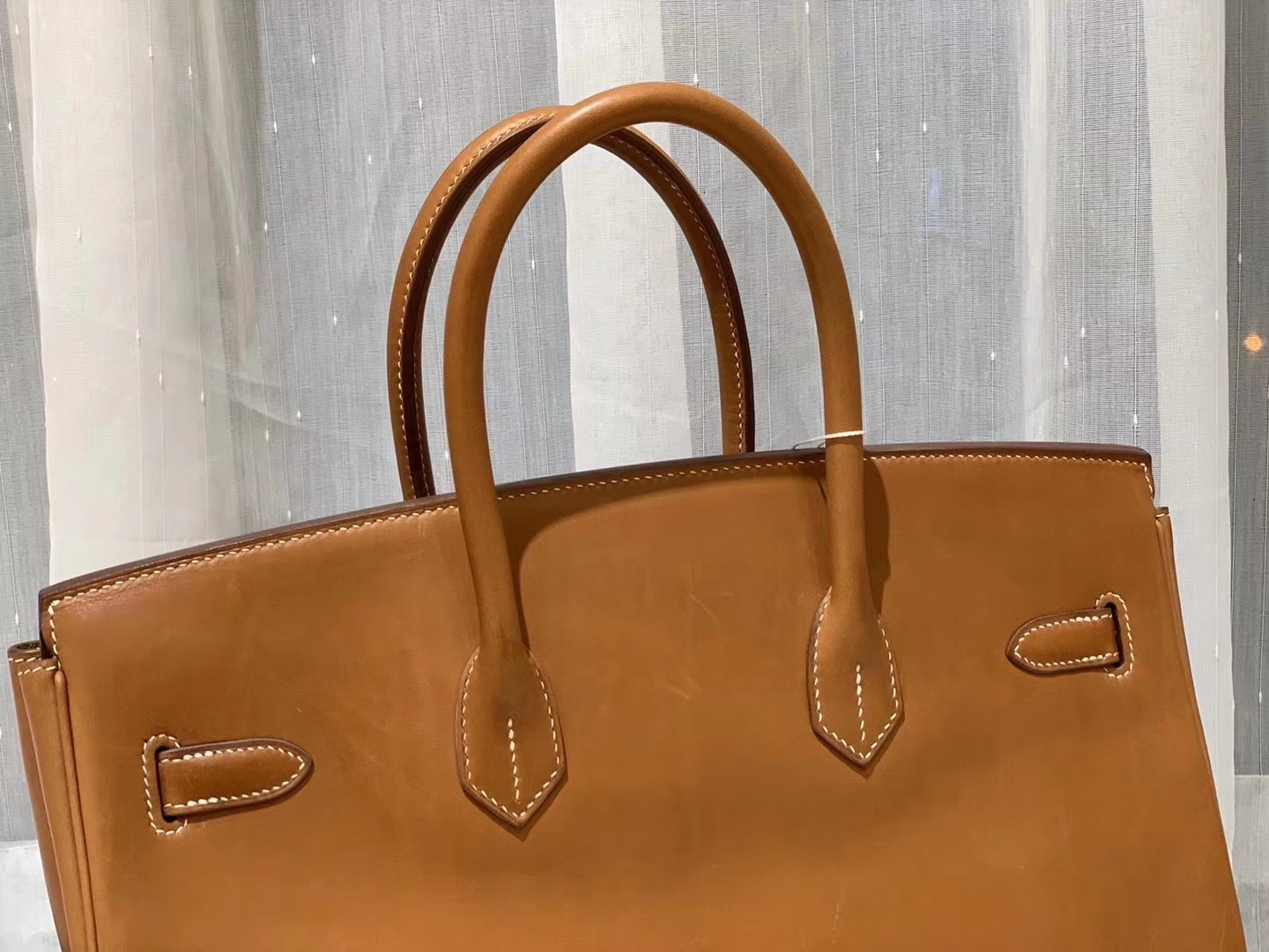 爱马仕 35birkin 原厂御用马鞍皮 马鞍色 金扣 蜡线手缝 ～