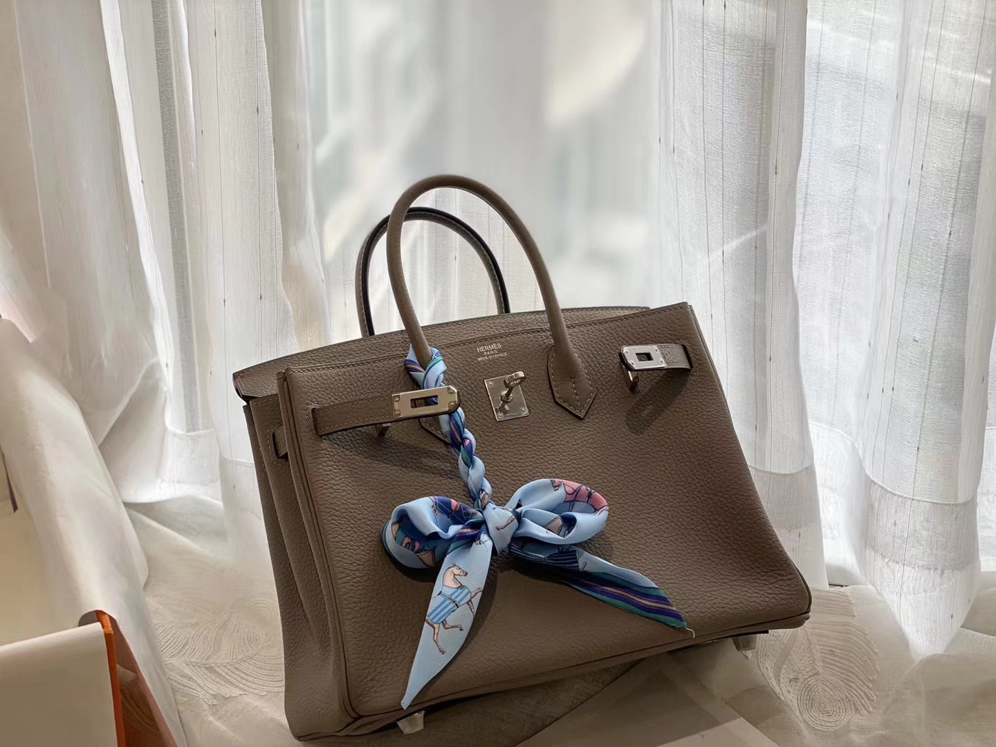 CK81斑鸠灰 银扣 birkin25CM 原厂Togo皮 铂金包 纯手缝蜡线缝制工艺