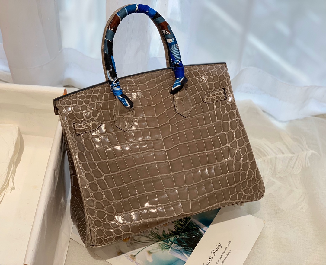 HERMES birkin 30 尼罗亮光 ck18 大象灰 银扣 顶级老工匠纯手工缝制