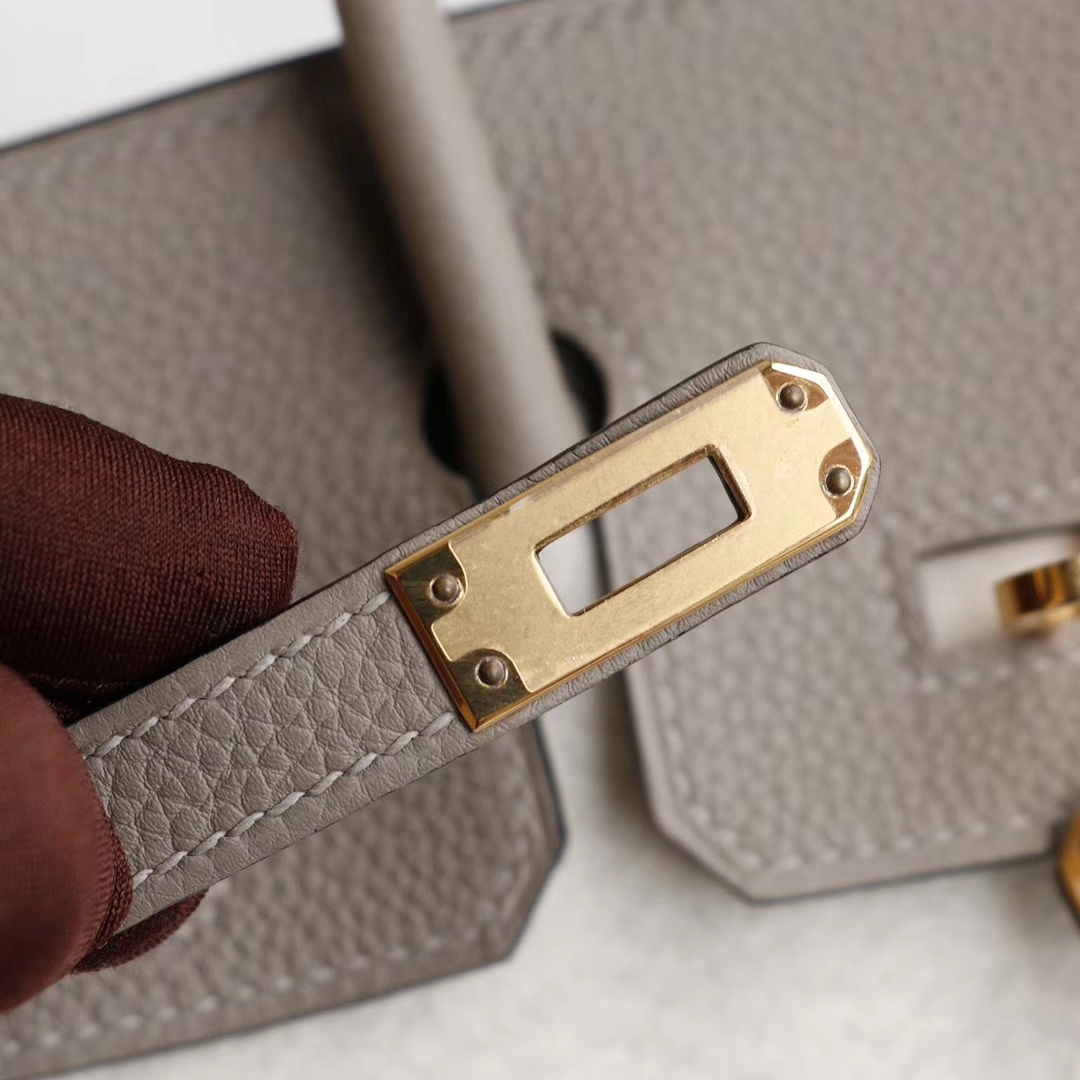 爱马仕 M8沥青灰 金扣 birkin25CM 原厂togo皮 铂金包 纯手缝蜡线缝制工艺