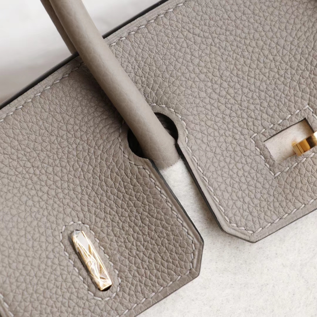 爱马仕 M8沥青灰 金扣 birkin25CM 原厂togo皮 铂金包 纯手缝蜡线缝制工艺