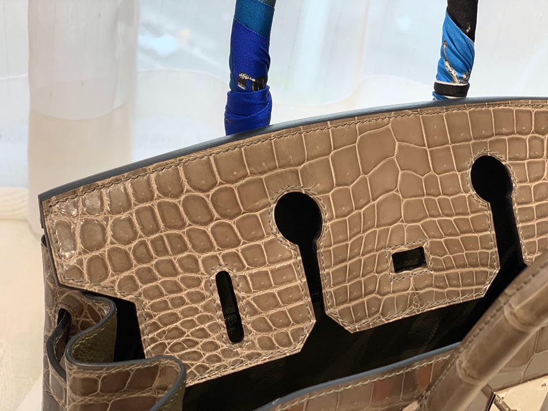 HERMES birkin 30 尼罗亮光 ck18 大象灰 银扣 顶级老工匠纯手工缝制
