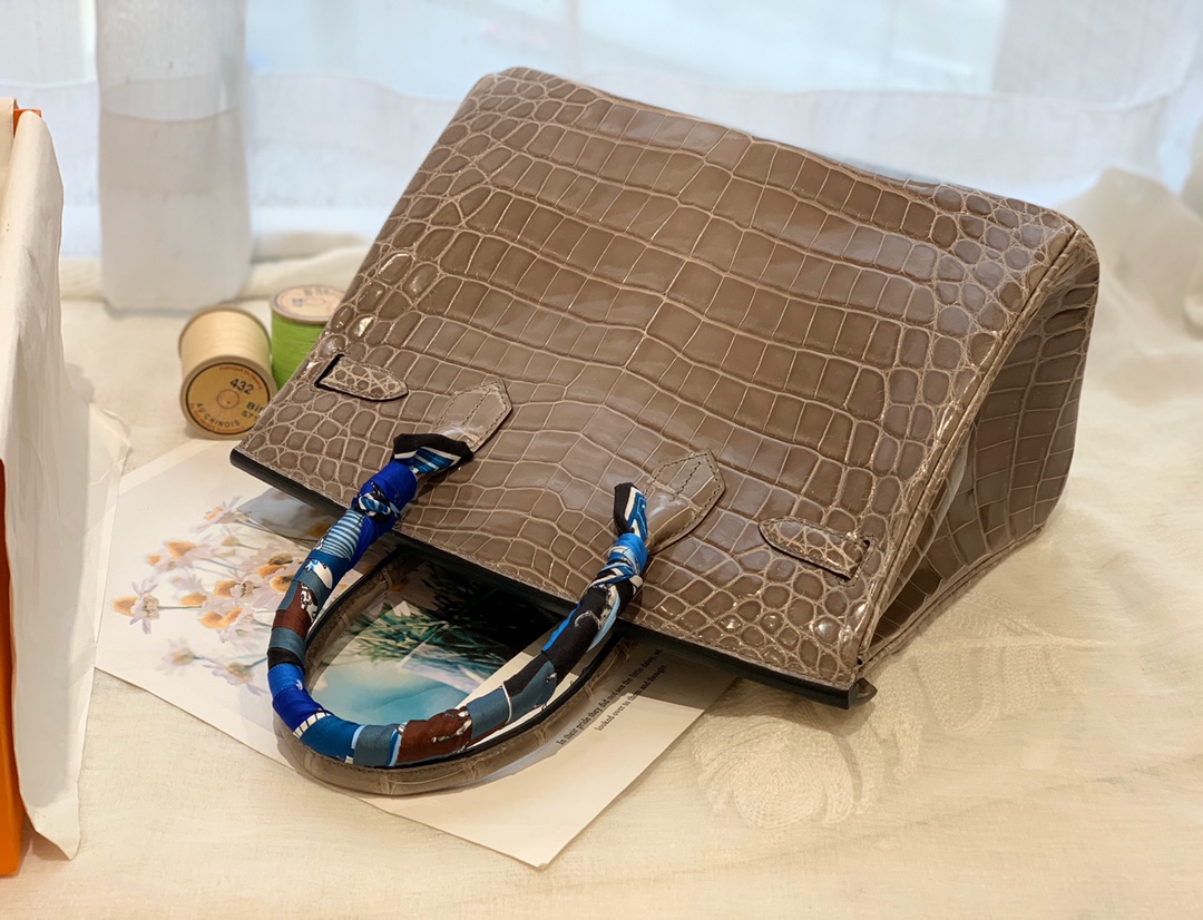HERMES birkin 30 尼罗亮光 ck18 大象灰 银扣 顶级老工匠纯手工缝制