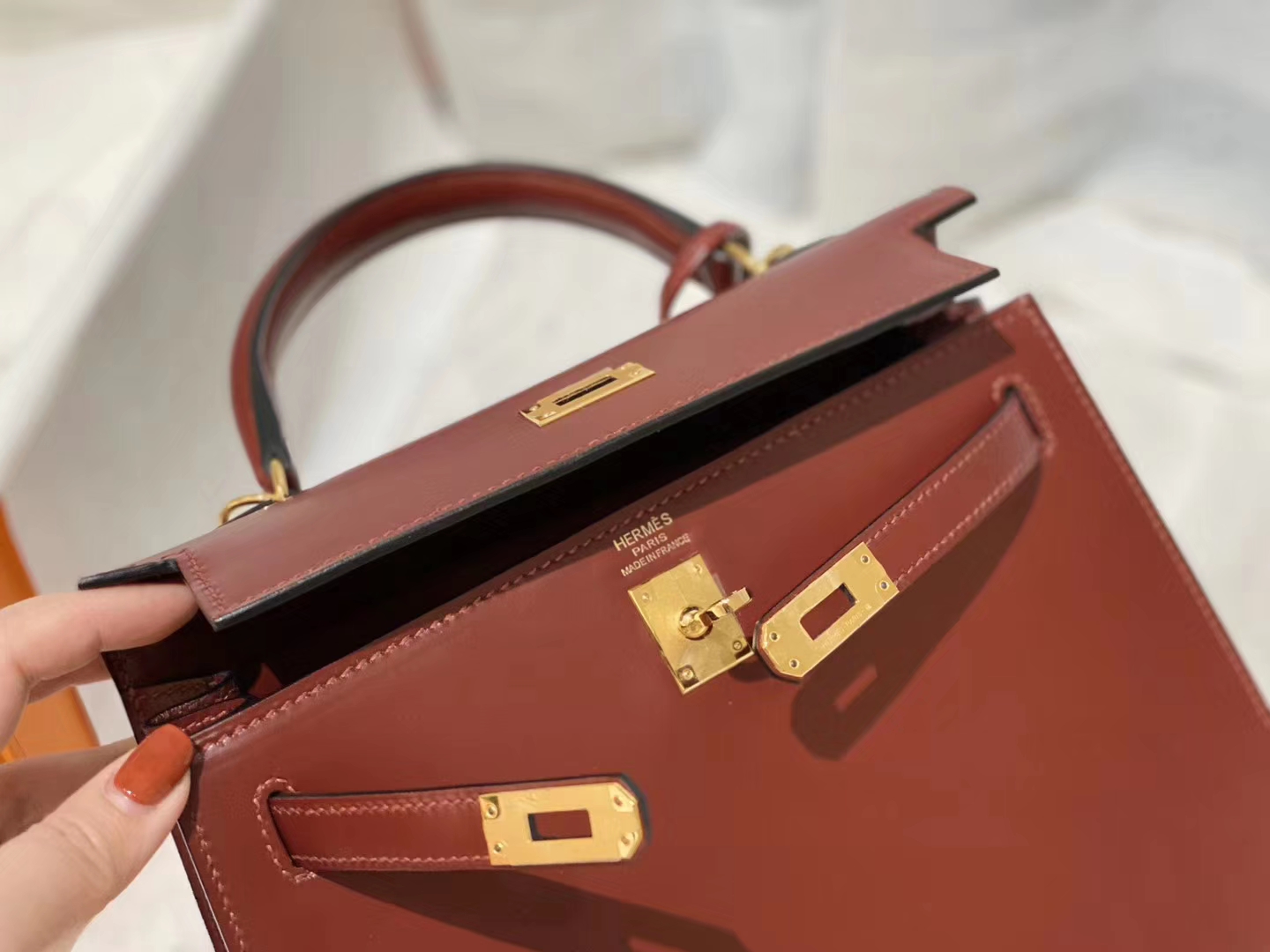 HERMES kelly 25 box皮 酒红 金 气质又自信的酒红