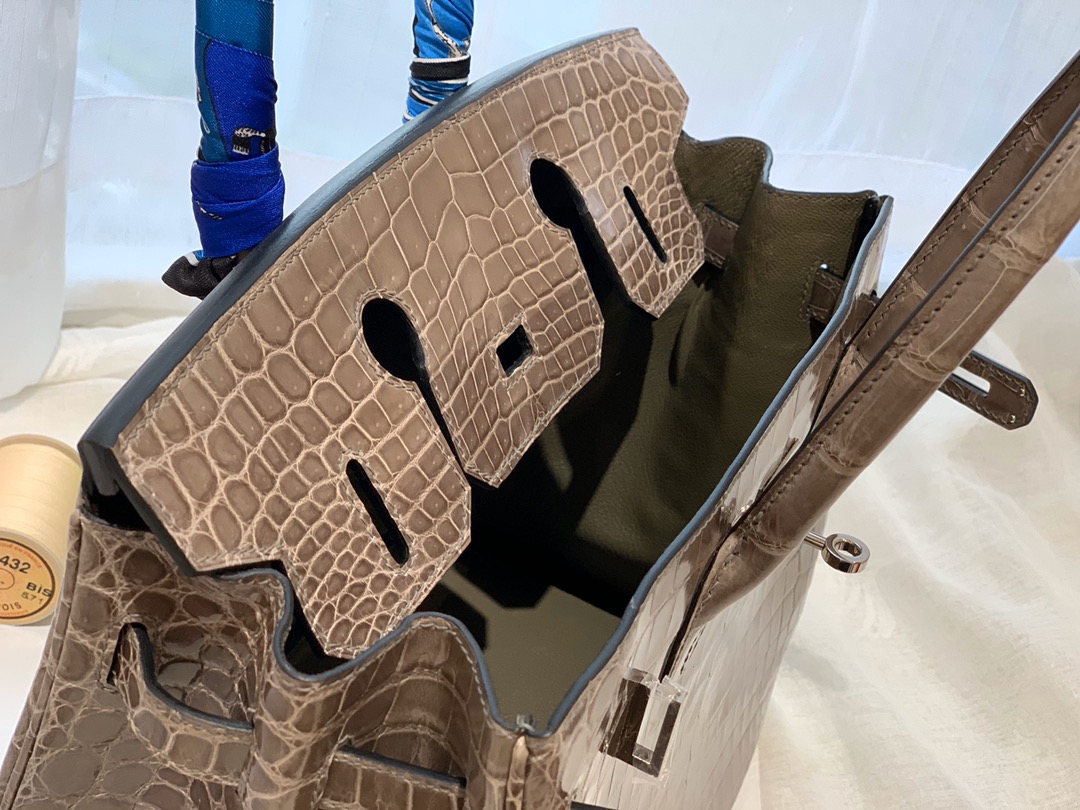 HERMES birkin 30 尼罗亮光 ck18 大象灰 银扣 顶级老工匠纯手工缝制
