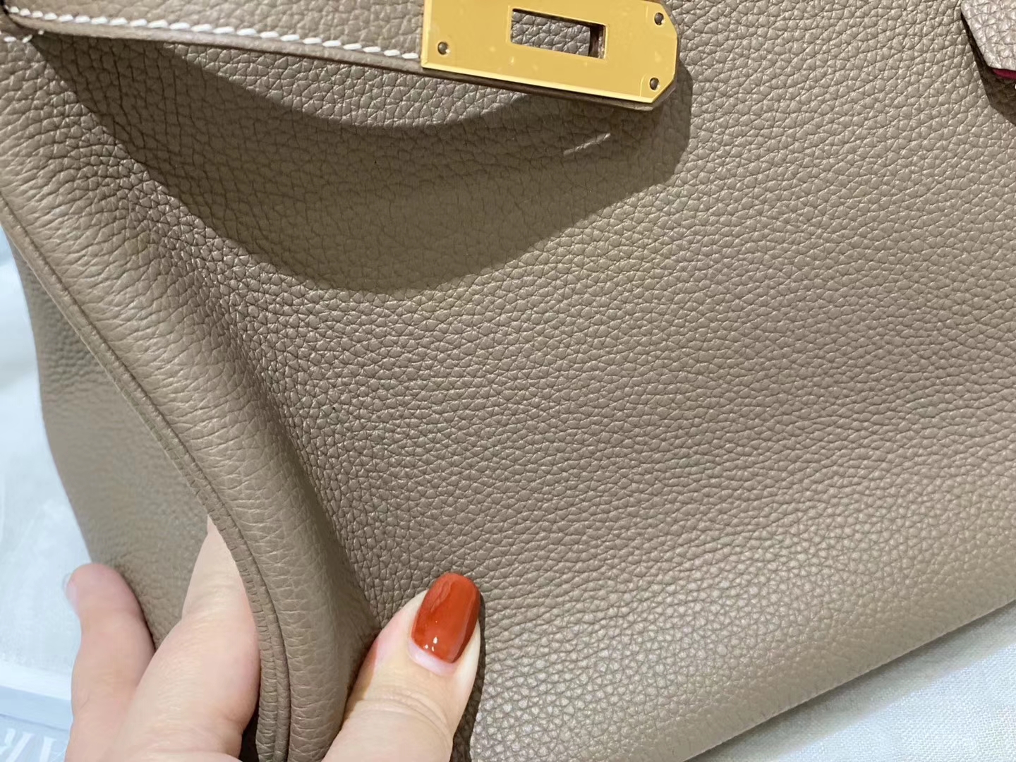 爱马仕 birkin 30 togo 18大象灰 拼L3玫瑰紫 金扣 纹路细腻质感超柔软