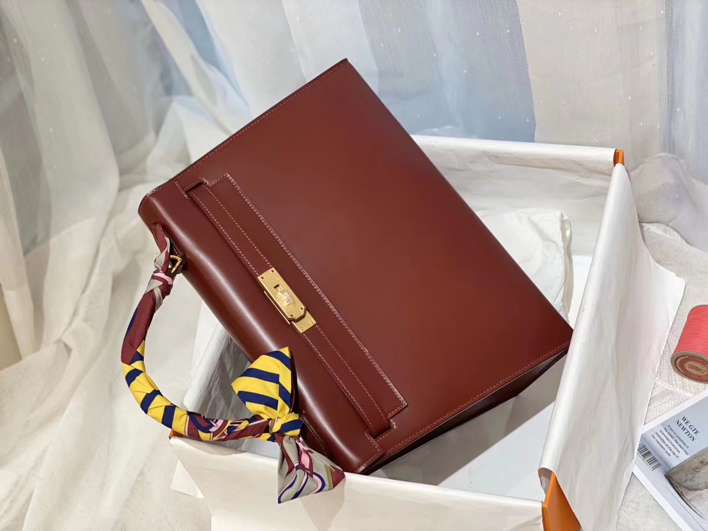 HERMES kelly 32 box皮 酒红 金 自信又热情的酒红