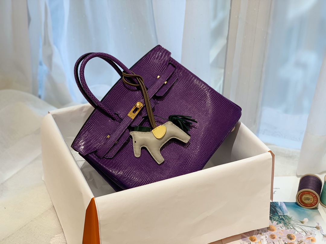 HERMES birkin 25 进口一级蜥蜴 9W梦幻紫-Crocus 金扣  高级优雅紫
