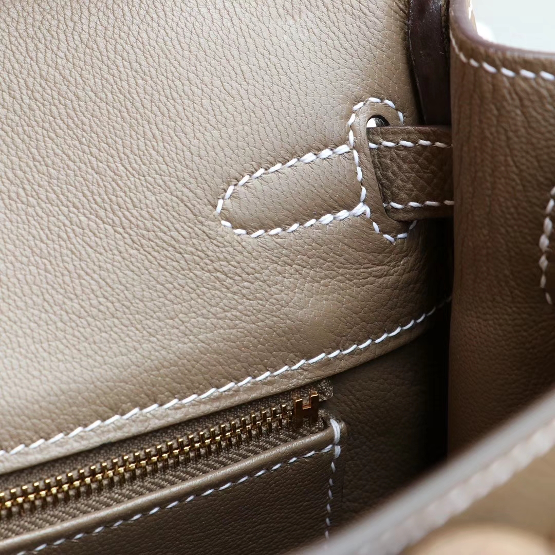 爱马仕 Ck37大象灰 金扣 birkin25CM 专柜原厂Epsom皮 铂金包 纯手缝蜡线缝制工艺