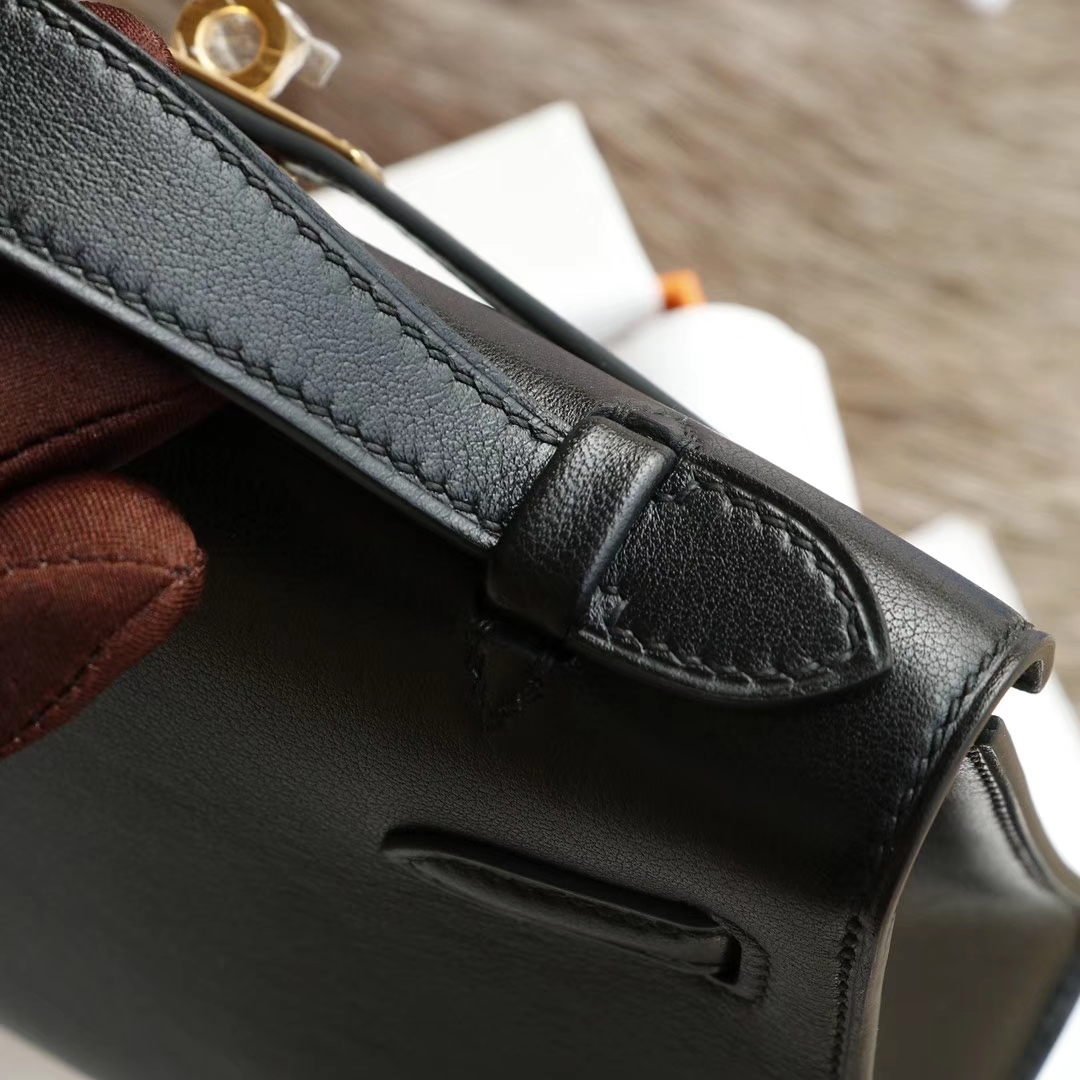 爱马仕 宴会手挽款 CC89黑色 银扣 22 mini kelly 一代/Kelly pochette 原厂御用 进口Swift皮 蜡线手缝工艺