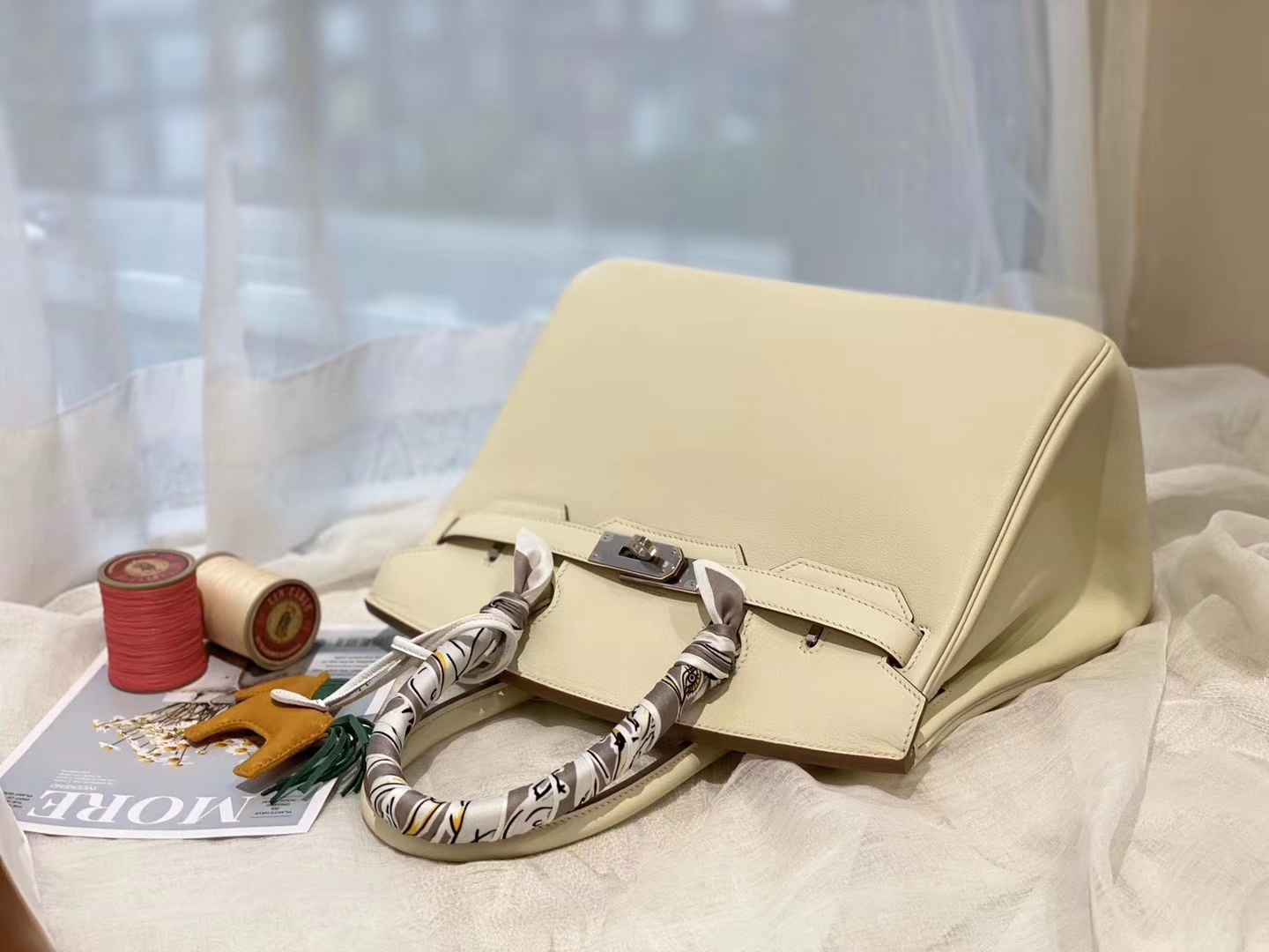 爱马仕 birkin 30 swift cc10奶昔白 银 美到移不开眼睛