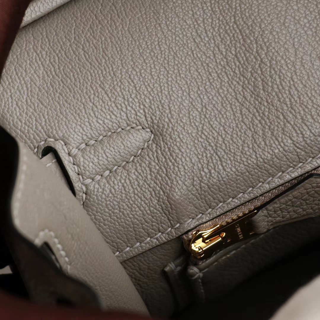 爱马仕 M8沥青灰 金扣 birkin25CM 原厂togo皮 铂金包 纯手缝蜡线缝制工艺