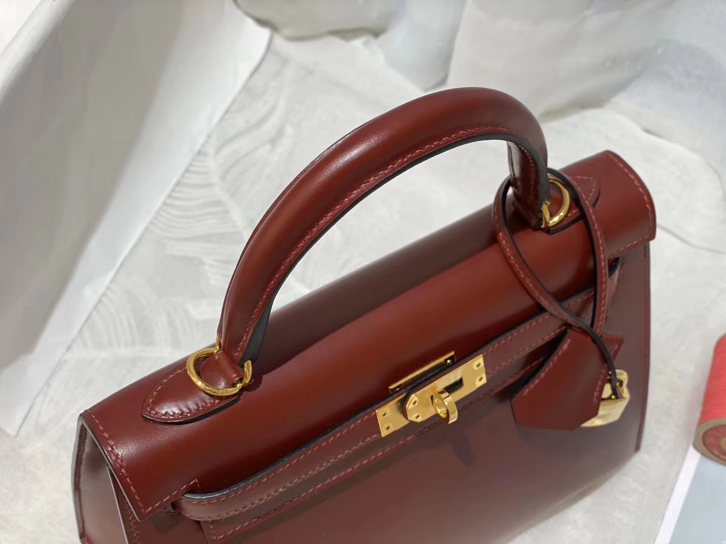 HERMES kelly 25 box皮 酒红 金 气质又自信的酒红