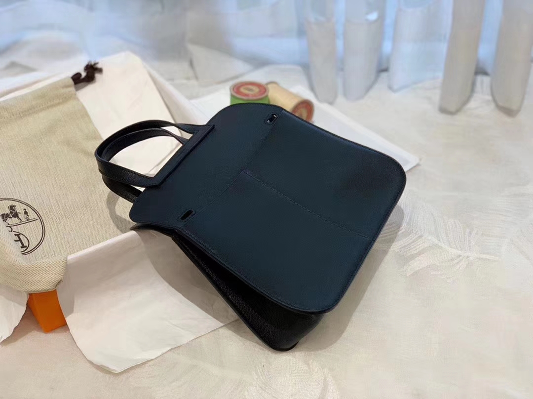 HERMES mini Halzan 肩背设计款 实用 晚宴包 进口swift 皮 89黑色