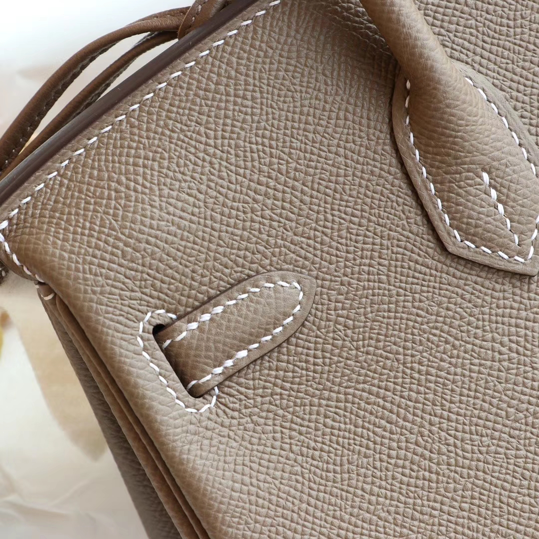 爱马仕 Ck37大象灰 金扣 birkin25CM 专柜原厂Epsom皮 铂金包 纯手缝蜡线缝制工艺