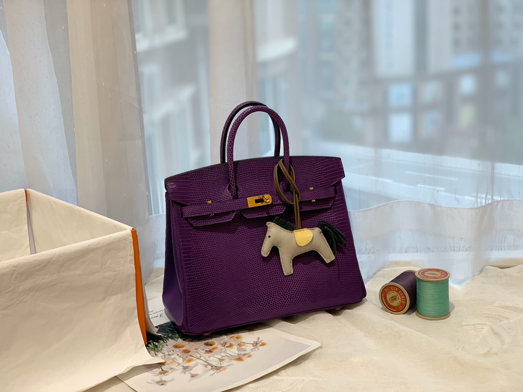 HERMES birkin 25 进口一级蜥蜴 9W梦幻紫-Crocus 金扣  高级优雅紫