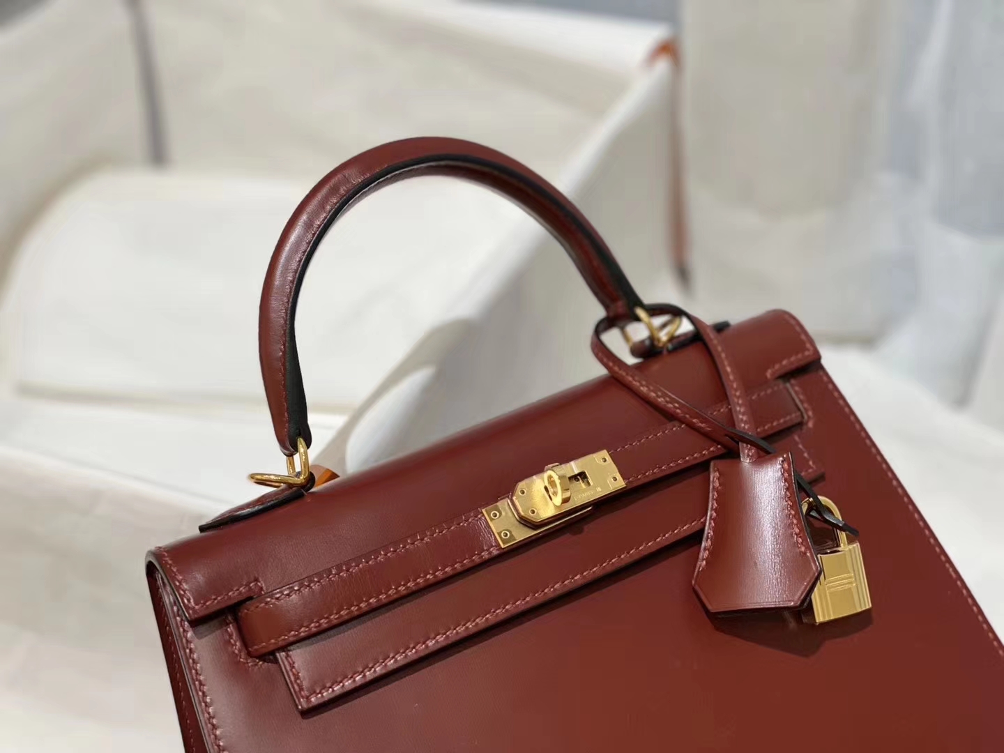 HERMES kelly 25 box皮 酒红 金 气质又自信的酒红