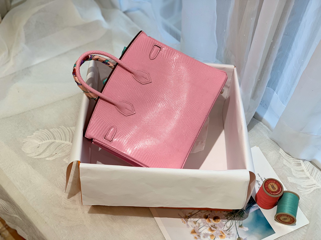 HERMES birkin 25 进口一级蜥蜴 5P樱花粉-Pink 金扣  粉嫩小仙女