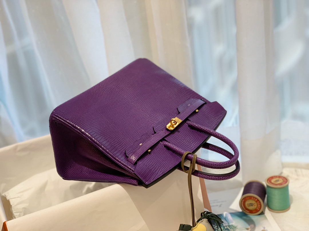 HERMES birkin 25 进口一级蜥蜴 9W梦幻紫-Crocus 金扣  高级优雅紫