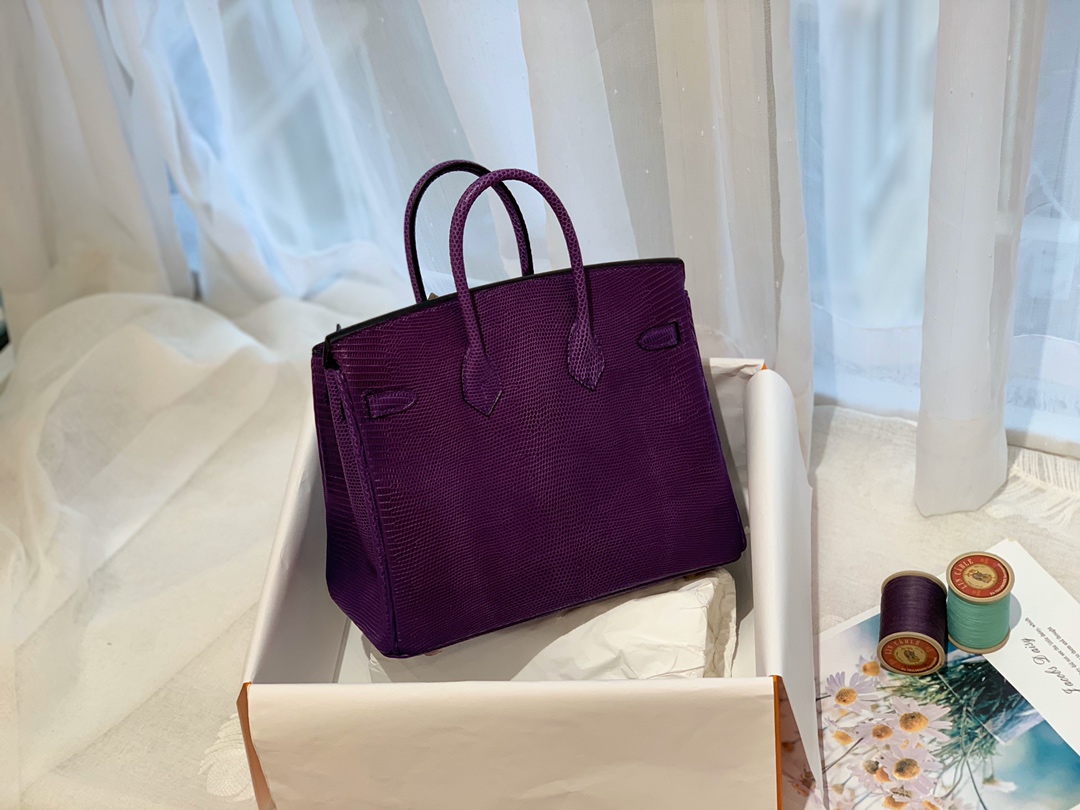 HERMES birkin 25 进口一级蜥蜴 9W梦幻紫-Crocus 金扣  高级优雅紫