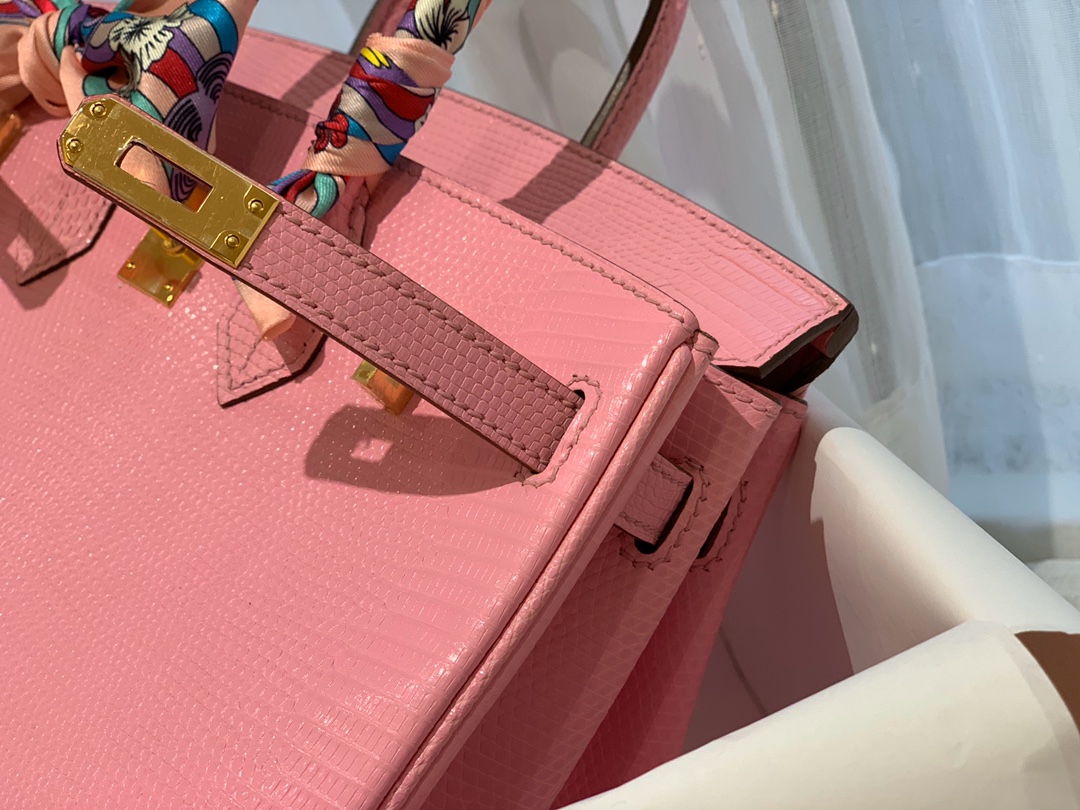HERMES birkin 25 进口一级蜥蜴 5P樱花粉-Pink 金扣  粉嫩小仙女